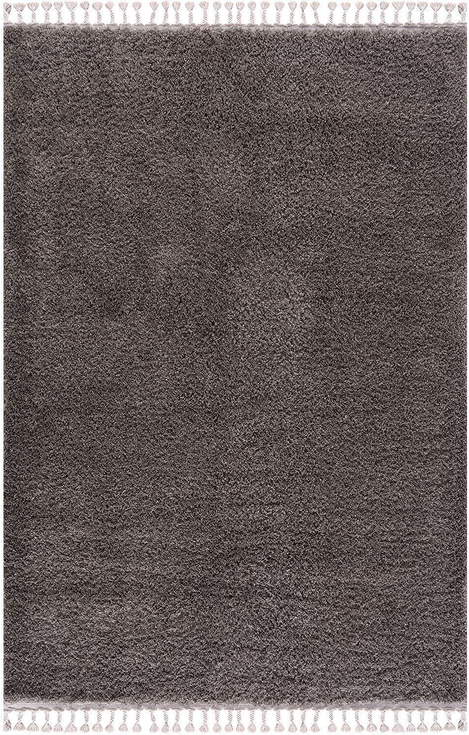 carpet city Hochflor Teppich Wohnzimmer - Einfarbig Anthrazit - 80x150 cm - Shaggyteppich Langflor -
