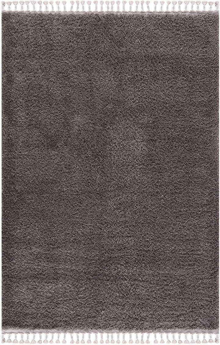 carpet city Hochflor Teppich Wohnzimmer - Einfarbig Anthrazit - 80x150 cm - Shaggyteppich Langflor -