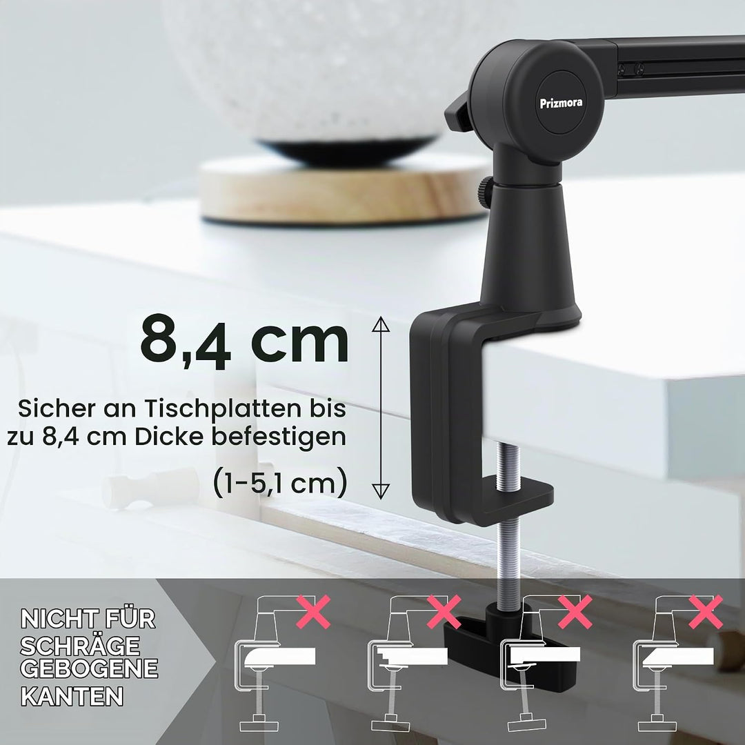 Mic Arm, Premium Mikrofon Galgenarm mit Kabelmanagement, 360°Drehbarer Broadcasting Galgenarm, Mic B