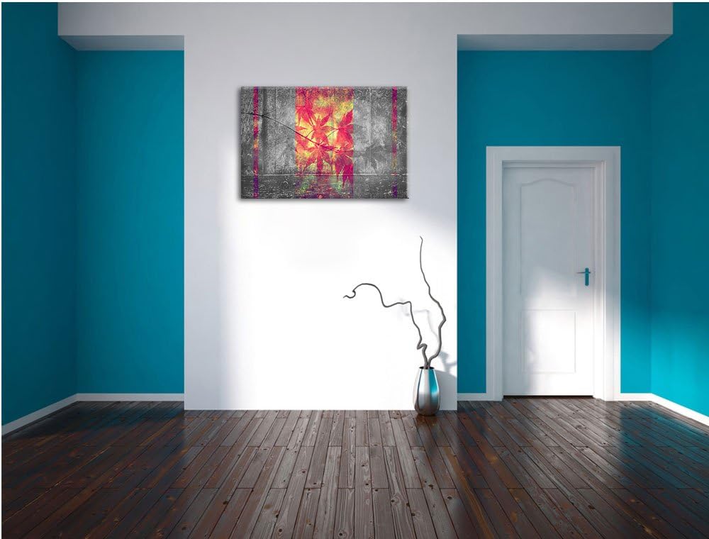 pinke Ahornblätter über Wasser schwarz/weiss Format: 100x70 auf Leinwand, XXL riesige Bilder fertig