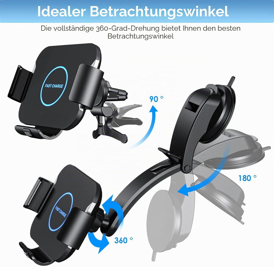 15W Qi Auto Handyhalterung Mit Ladefunktion, Doppelspule Kabelloses Autoladegerät Schnellladegerät,