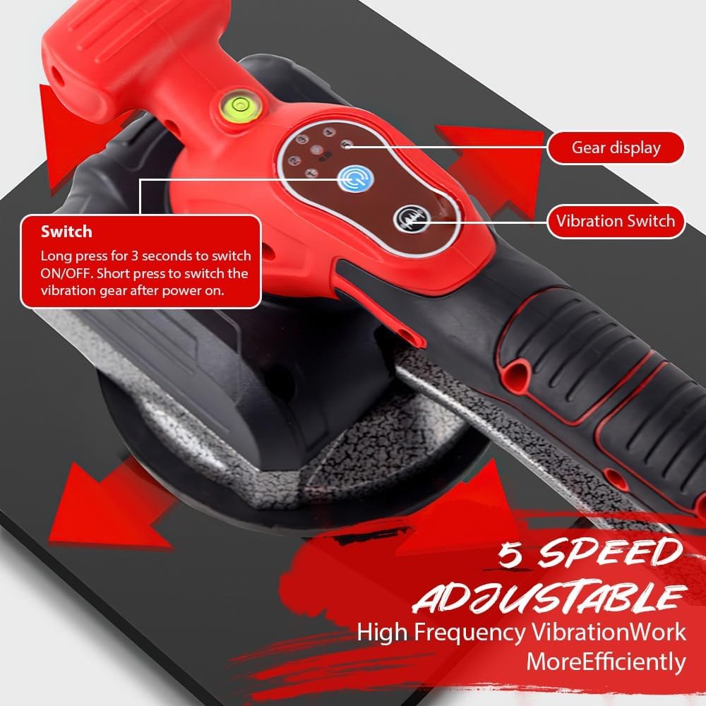 Fliesen, Saugnapf, 21 V, Fliesenmaschine, anpassbar, 60 kg (2 Batterie) | Vibrationsgerät, kabellos,