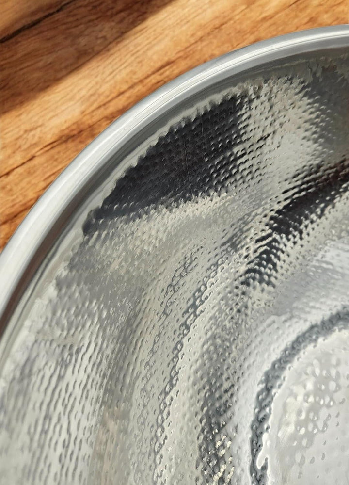 Flaschenkühler Schale rund Edelstahl Champagnerschale Hammerschlag Sektkühler