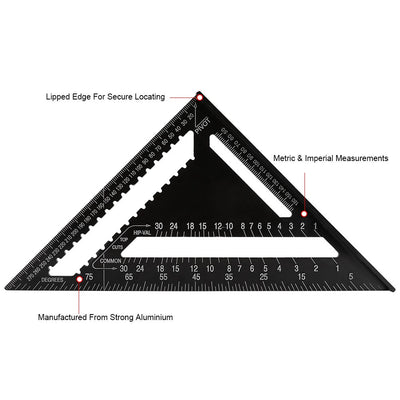 Dreieck Lineal 12 Zoll Schwarz Aluminium Sparren Profil Quadrat Lineal Hohe Präzision Easy Read Engi