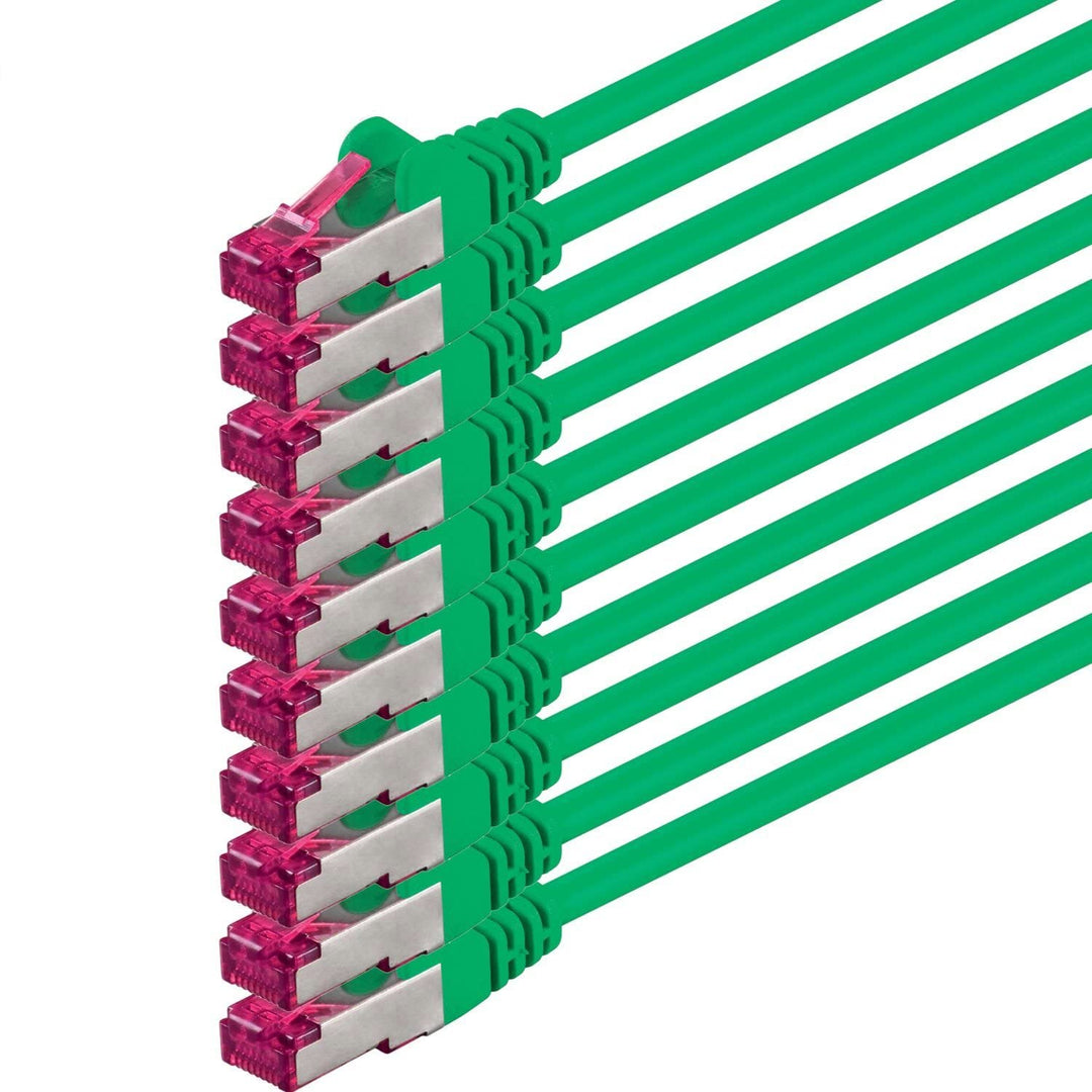 1aTTack.de 5m - grün - 10 Stück - Netzwerkkabel CAT6a (10Gb/s) S-FTP CAT 6a Lankabel - GHMT zertifiz