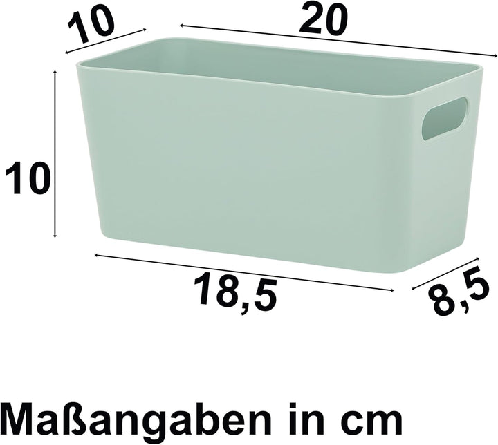 12x Ordnungsboxen - 10 cm hoch - grün - 20x10x10cm - 1,4 Liter - Ordnungskorb - Schubladenorganizer