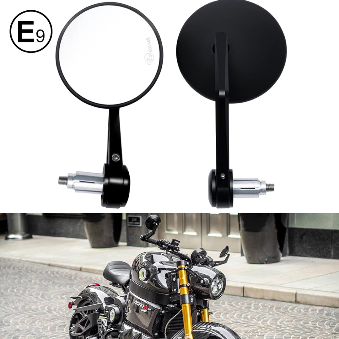 Universal Lenkerendenspiegel Motorrad Rückspiegel Motorrad Spiegel mit E-geprüft, CNC Spiegelstange,