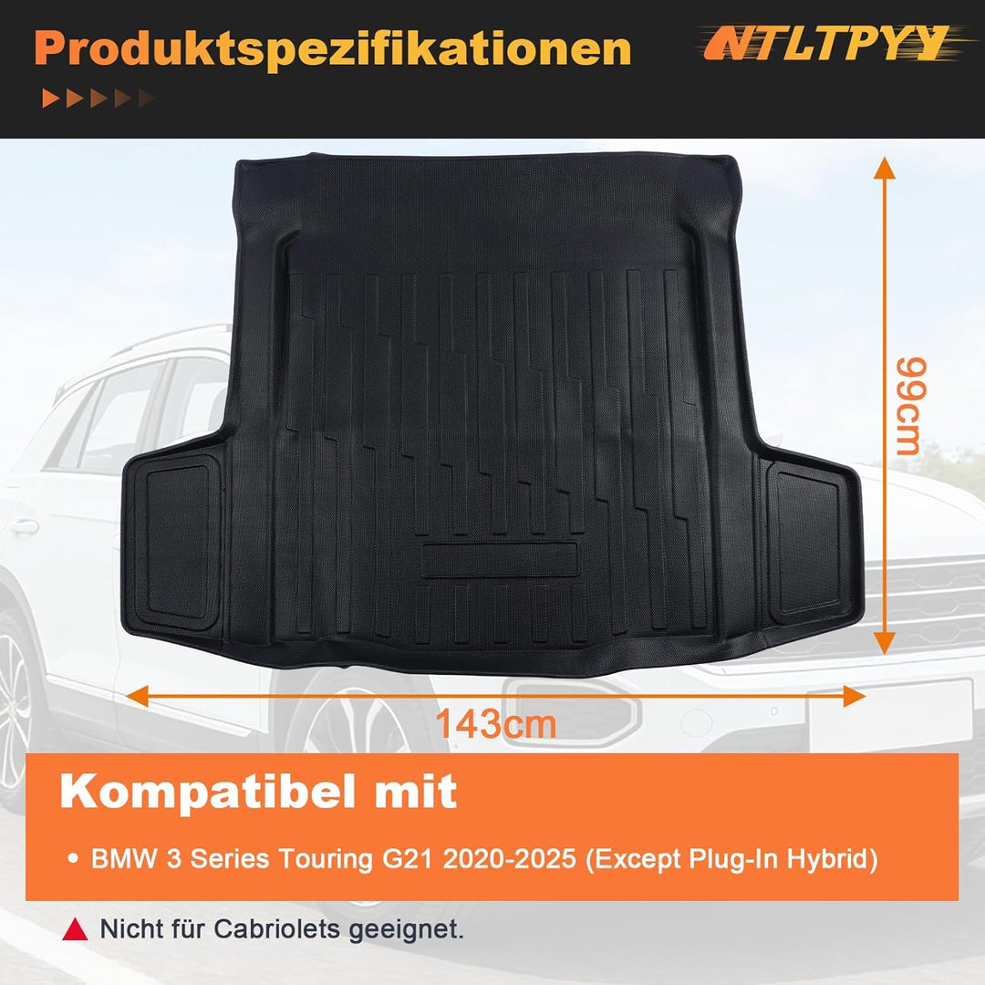 Auto Kofferraummatte für BMW 3 Series Touring G21 2020-2025 (Except Plug-In Hybrid), Allwetter Koffe