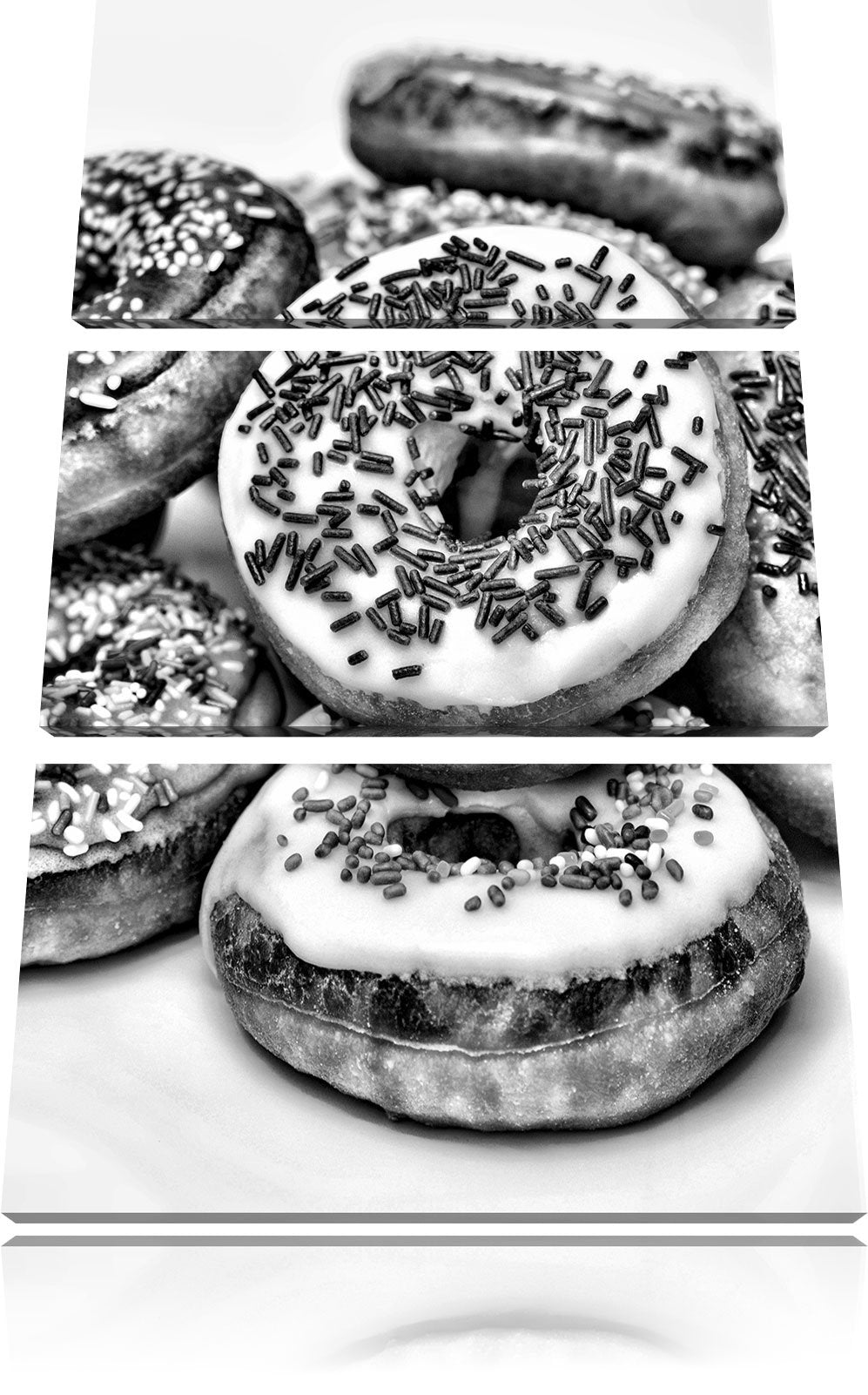 Pixxprint Monocrome, Donut Kuchen Liebesperlen 3-Teiler Leinwandbild 120x80 Bild auf Leinwand