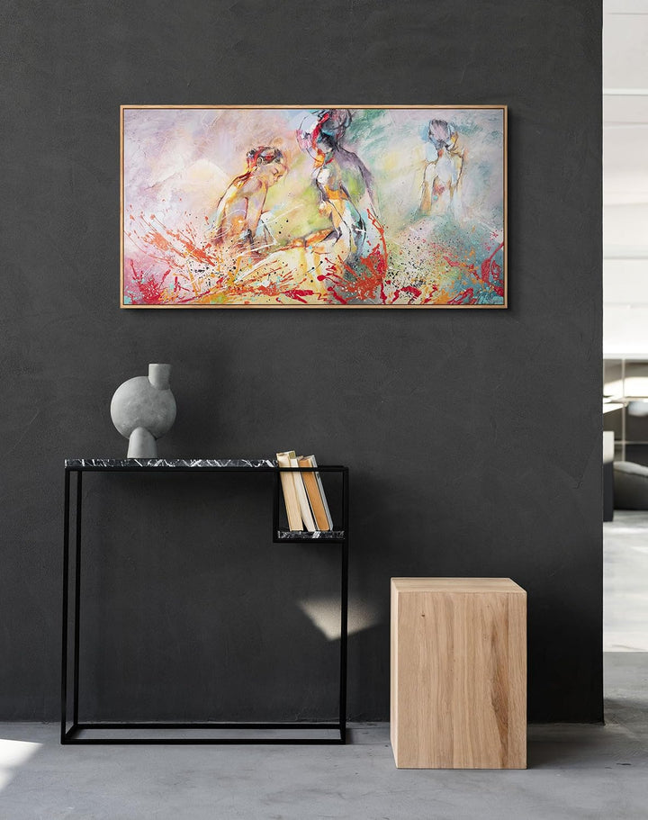 YS-Art Abstrakt Stil Acryl Gemälde auf Leinwand Heisser Sommer handgemalt Wandbilder Wohnzimmer mode