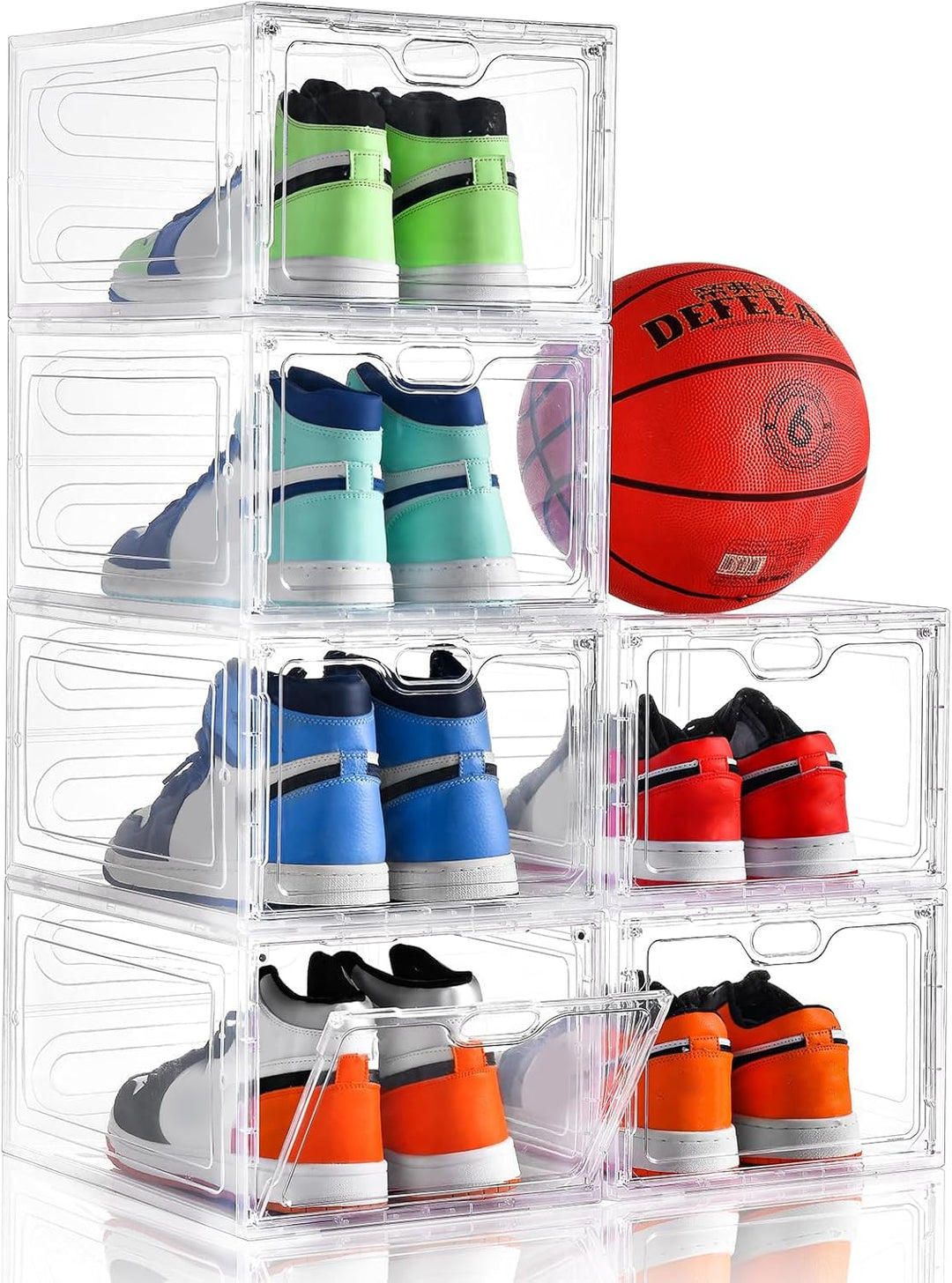 Aliscatre Schuhboxen, transparenter Kunststoff, stapelbar, 6 Stück, Schuh-Organizer für Schrank, Sch