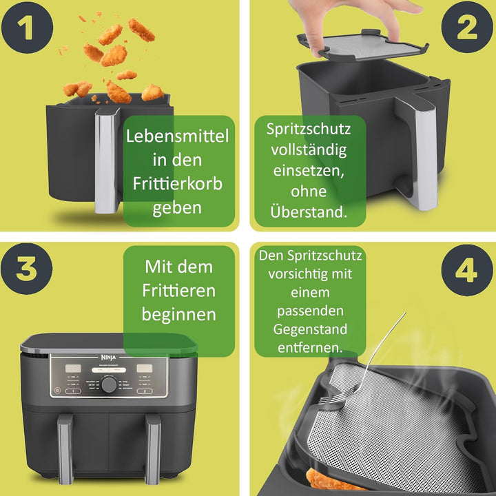 2x ZauberFry Spritzschutz, Effektiver Fettspritzschutz kompatibel mit Ninja Foodi MAX Dual Zone AF40