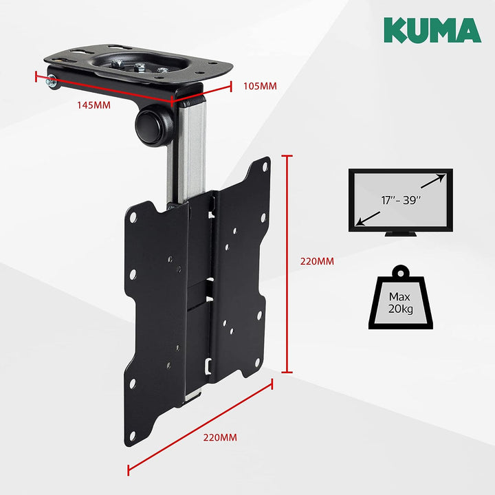 KUMA TV Halterung – Tilt Swivel Down VESA Halterung für Kurven- und Flachbildfernseher – Universal F