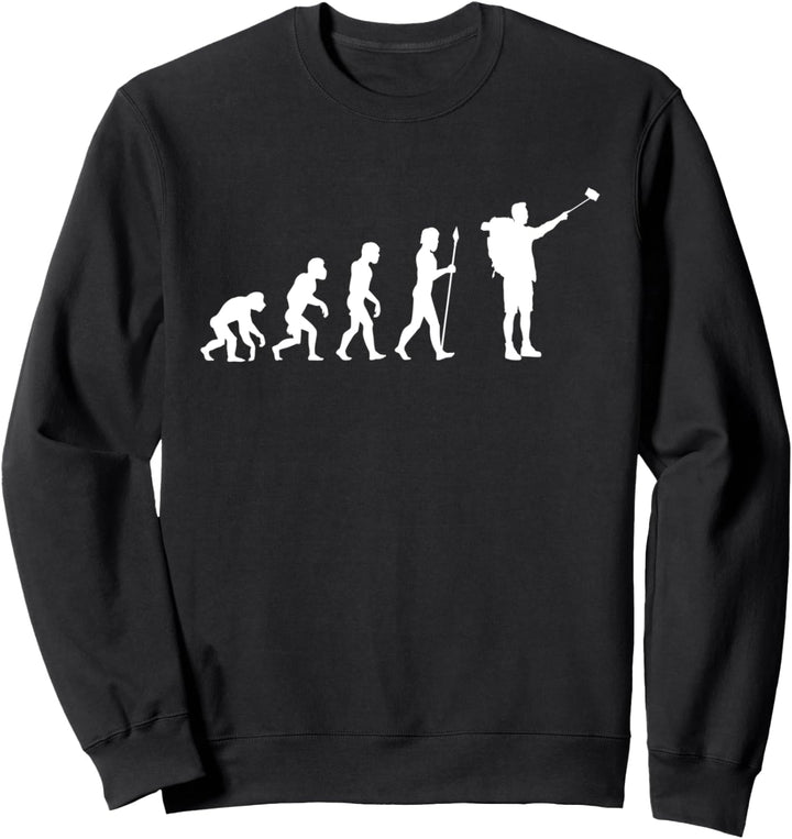 Evolution Wandern u. Social Media lustiges Wanderer Sweatshirt