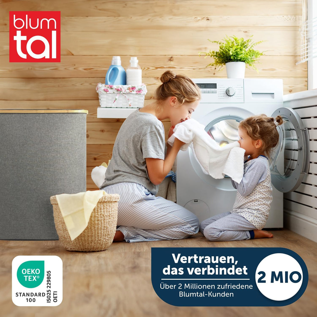 Blumtal Wäschesammler 140 L - Wäschekorb 2 Fächer mit herausnehmbarem Wäschesäcken - Pfandflaschen A
