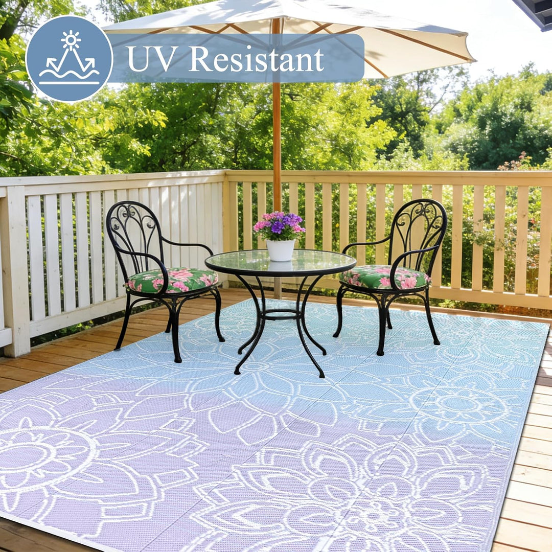 Wetterfest Wendbarer Outdoor Teppich (Bläulich-Violett, 180 x 270 cm) Bläulich-violett 180 x 270 cm,