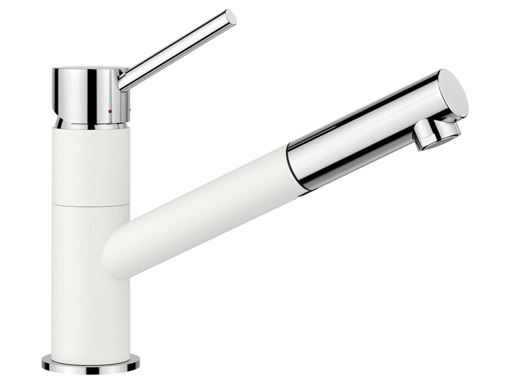 BLANCO KANO-S silgranitweiss/chrom | Hochdruck | Mit herausziehbarem Schlauch | Rückflussverhinderer