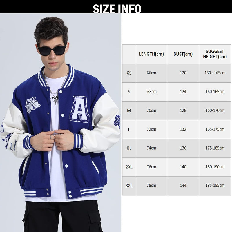 Eocicvvi Herren College Jacke Übergangsjacke Damen Freizeit Jacke Harajuku Stil Sportjacke Streetwea