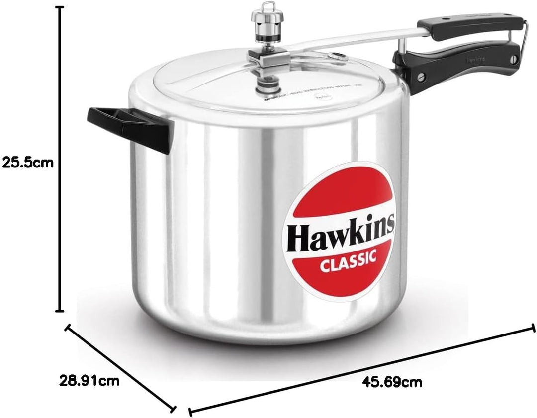 Hawkins Klassischer Schnellkochtopf, Aluminium, 10 l, silberfarben 10-Liter Silver, 10-Liter Silver