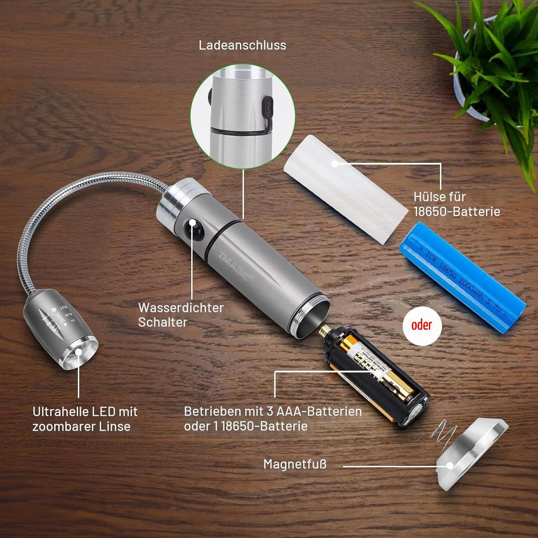 Wiederaufladbare, ultrahelle Grillleuchte mit superhellen LED-Lichtern, flexible Schwanenhals-Grilll