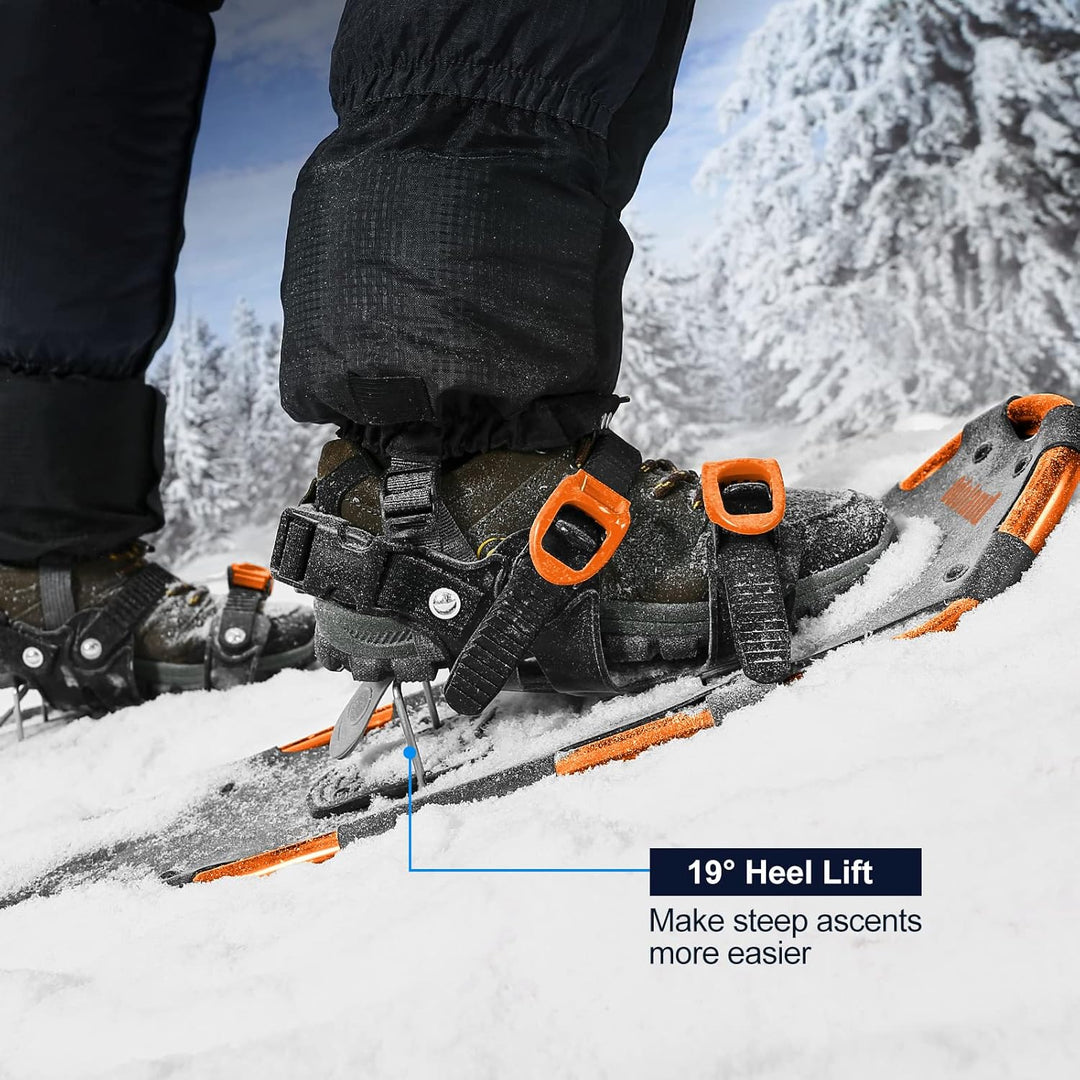 Odoland Schneeschuhe mit Steighilfe Allround 4 IN 1 für Damen und Herren mit Wanderstöcken, Wasserdi
