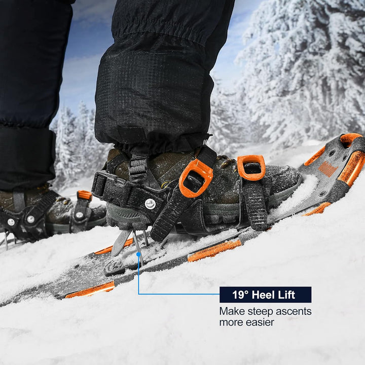 Odoland Schneeschuhe mit Steighilfe Allround 4 IN 1 für Damen und Herren mit Wanderstöcken, Wasserdi