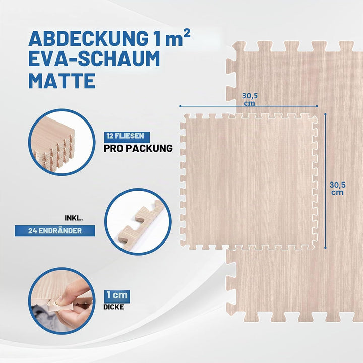 Yes4All 30x30 cm bis zu 3.3 m² Set 12/16/36 Eva Matten Schutzmatten Bodenschutz Bodenfliesen Sportma