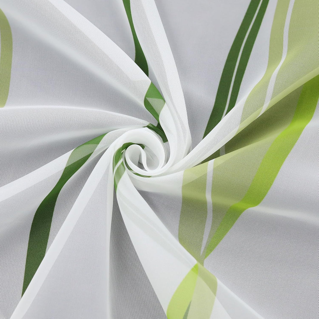 1er-Pack Voile Gardine Transparenter Vorhang mit Kräuselband Wellen Druck H/B 145/140 cm Creme Grün