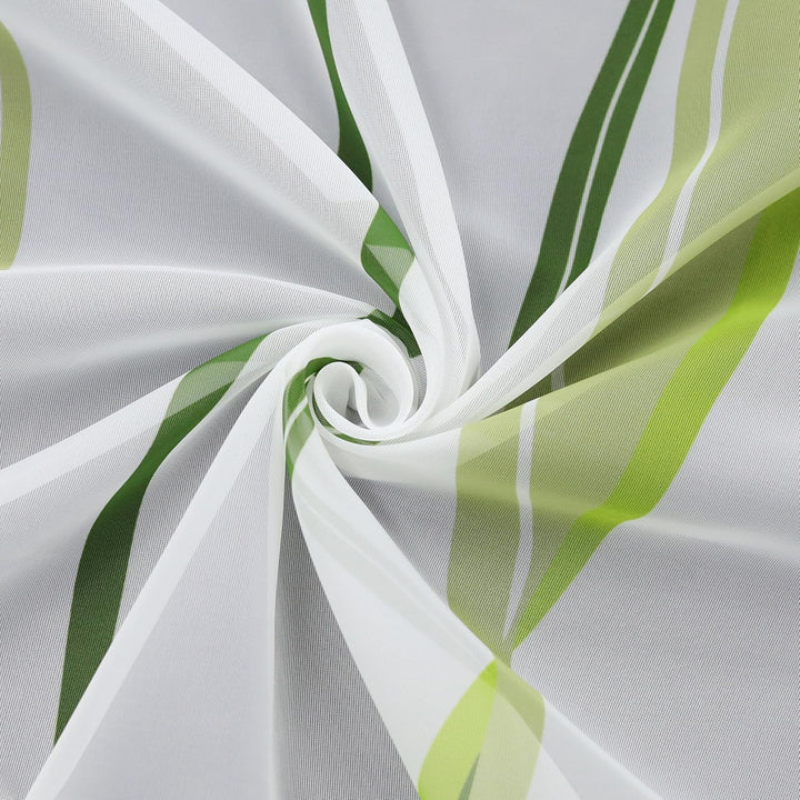 1er-Pack Voile Gardine Transparenter Vorhang mit Kräuselband Wellen Druck H/B 145/140 cm Creme Grün