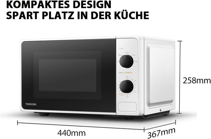 Toshiba MM2-MM20PF(WH) Voll funktionsfähige Mikrowelle mit 5 Leistungsstufen, einfaches Abtauen, 20