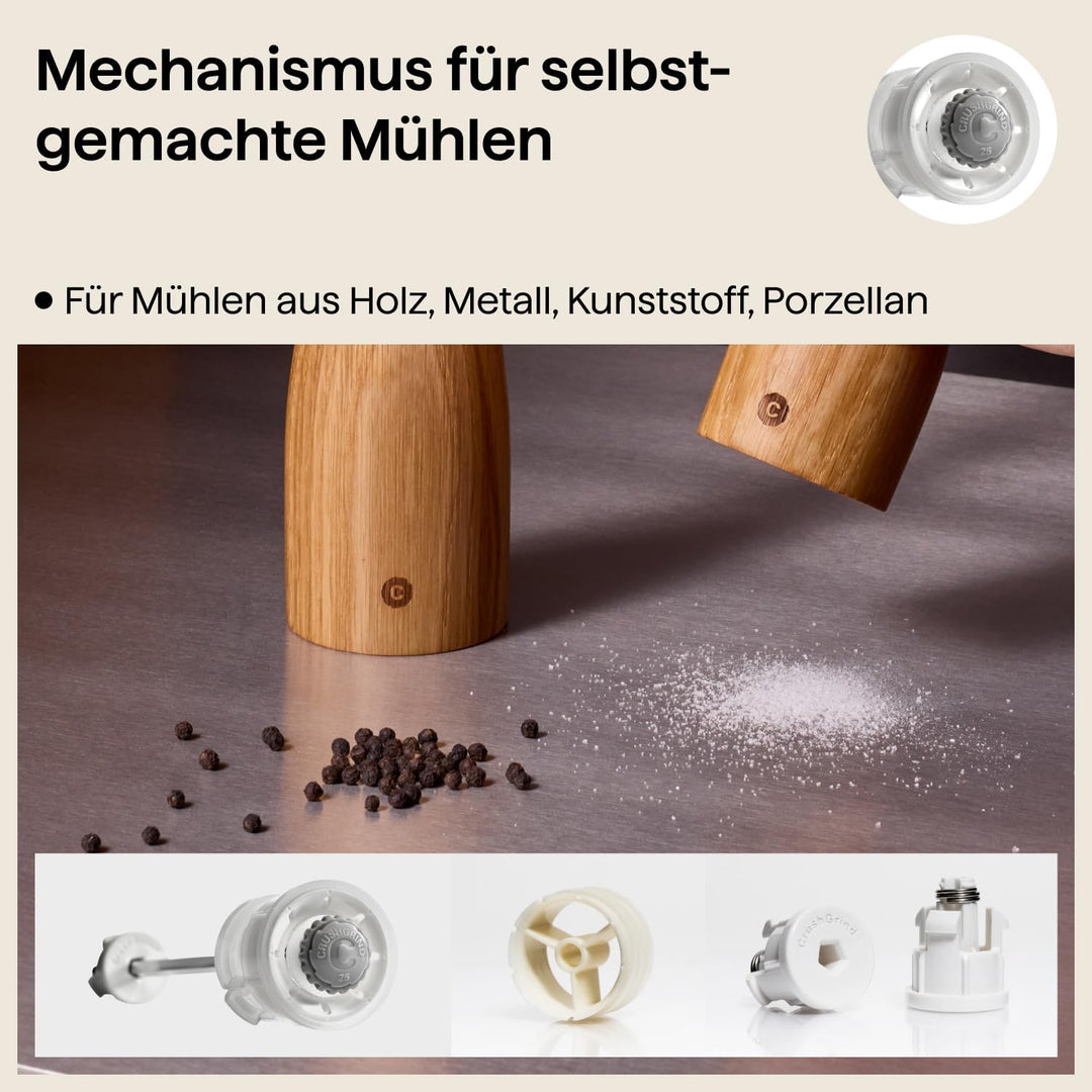 CrushGrind Keramikmahlwerk für Salz-, Pfeffer- oder Gewürzmühlen zum Selbermachen mit einstellbarer