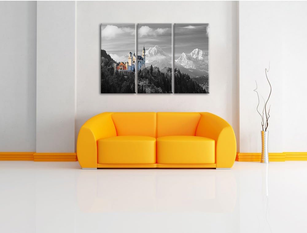 Pixxprint Schloss Neuschwanstein als Leinwandbild/Grösse: 3 Teilig (120x80) cm/Wandbild/Kunstdruck/f