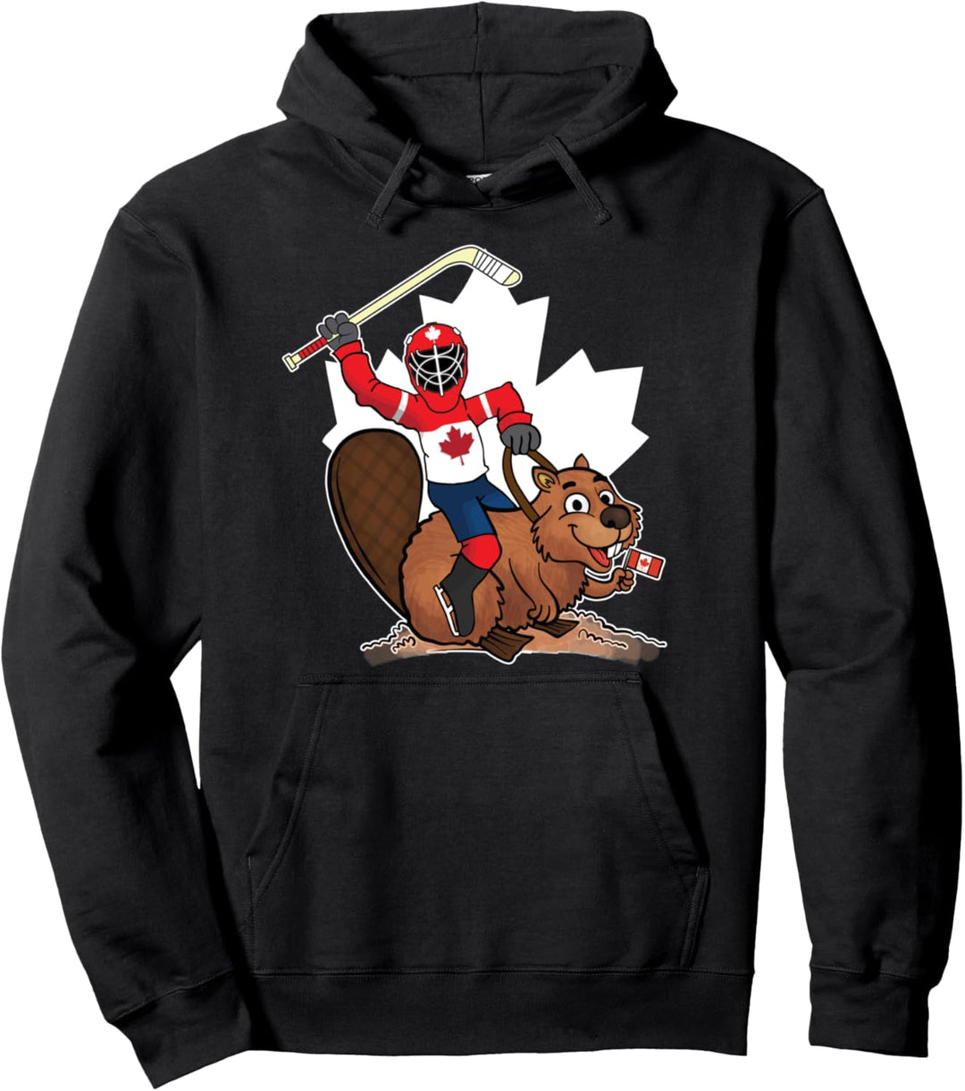 Kanadisches Ahornblatt-T-Stück - Hockey-Spieler-Biber Pullover Hoodie