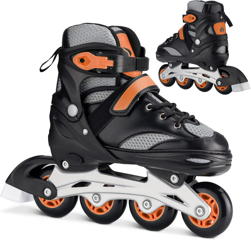 Navaris Inline Skates für Jungen & Mädchen - Inline Rollerblades Rollschuhe grössenverstellbar - Inl