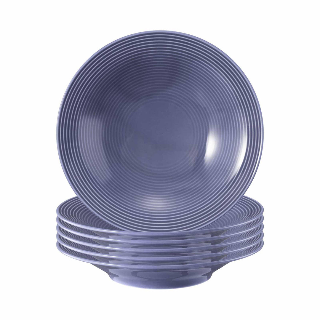 Seltmann Weiden Beat Color Glaze Suppenteller 6er Set, ø 22,5 cm, Tiefer runder Teller mit Rillenrel