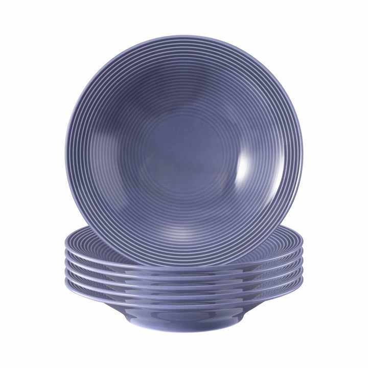Seltmann Weiden Beat Color Glaze Suppenteller 6er Set, ø 22,5 cm, Tiefer runder Teller mit Rillenrel