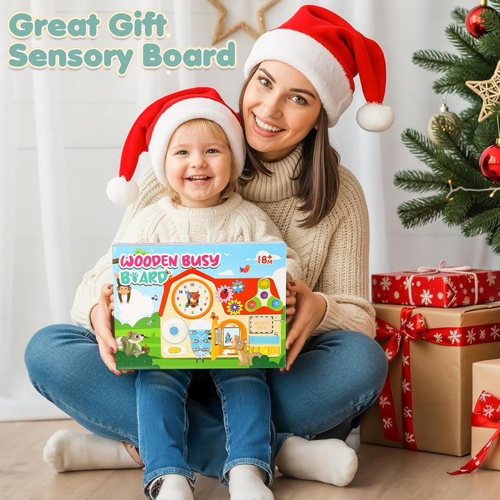 Wooden Busy Board für Kinder, Activity Board Montessori Spielzeug für 2 3 4 5 Jahre Mädchen Junge, M