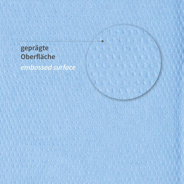Papierhandtuch, Falthandtuch, Handtuchpapier mit ZZ-Falzung, 2-lagig, 21 x 22,5 cm, blau.
