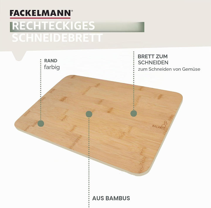 Fackelmann Balance Schneidebrett Holz Bambus – Grosses Holzbrett für die Küche für Fleisch, Fisch un