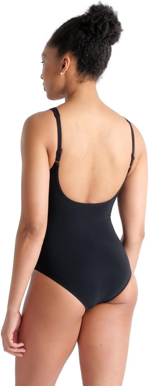 ARENA Damen Women's Bodylift Swimsuit Lola U Back Panel Badeanzüge (1er Pack), Black-rose Violet