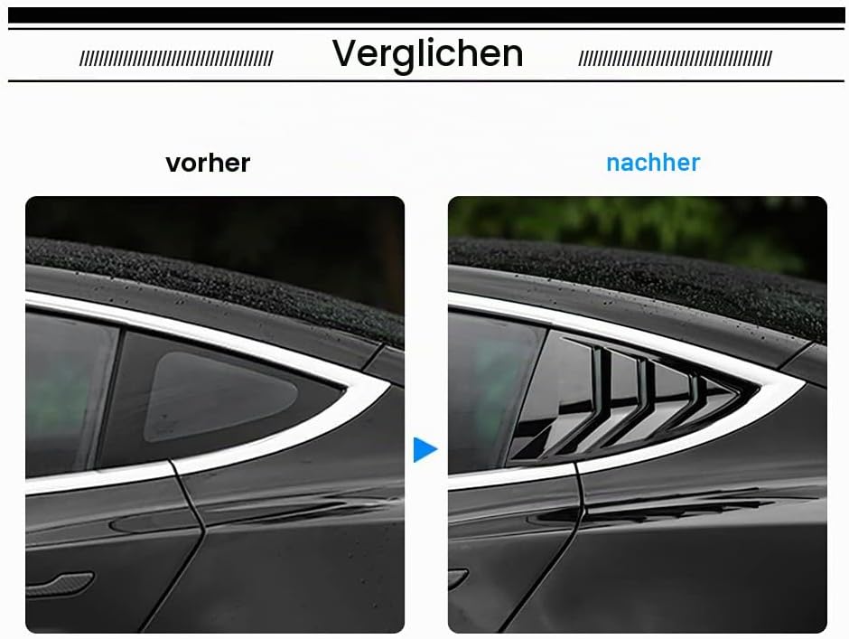 KUNGKIC Rear Side Window Louvers,Air Vent Scoop Louvers for Tesla Model 3 2017-2024,Window Scoop Lou