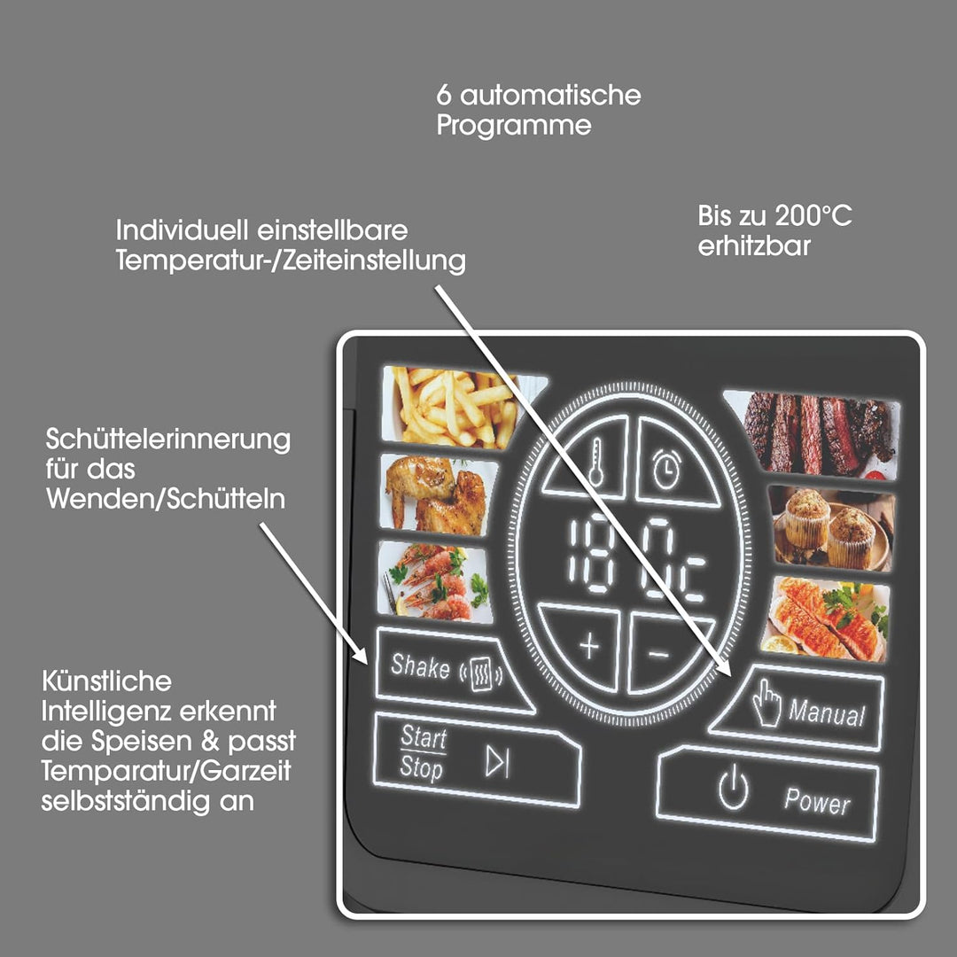 Livington Smart MultiFryer 5L - Heissluftfritteuse mit 6 Programmen - Air Fryer zum Frittieren, Back
