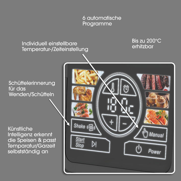 Livington Smart MultiFryer 5L - Heissluftfritteuse mit 6 Programmen - Air Fryer zum Frittieren, Back