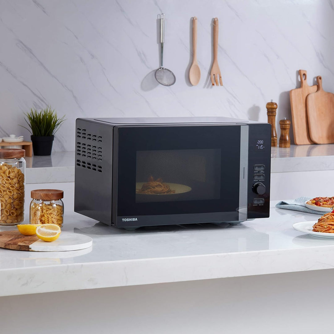 Toshiba MV-AM20T(BK) Mikrowelle/Solo-Mikrowelle/ 20 L/ 800 W/ 5 Leistungsstufen/ 12 Automatikprogram