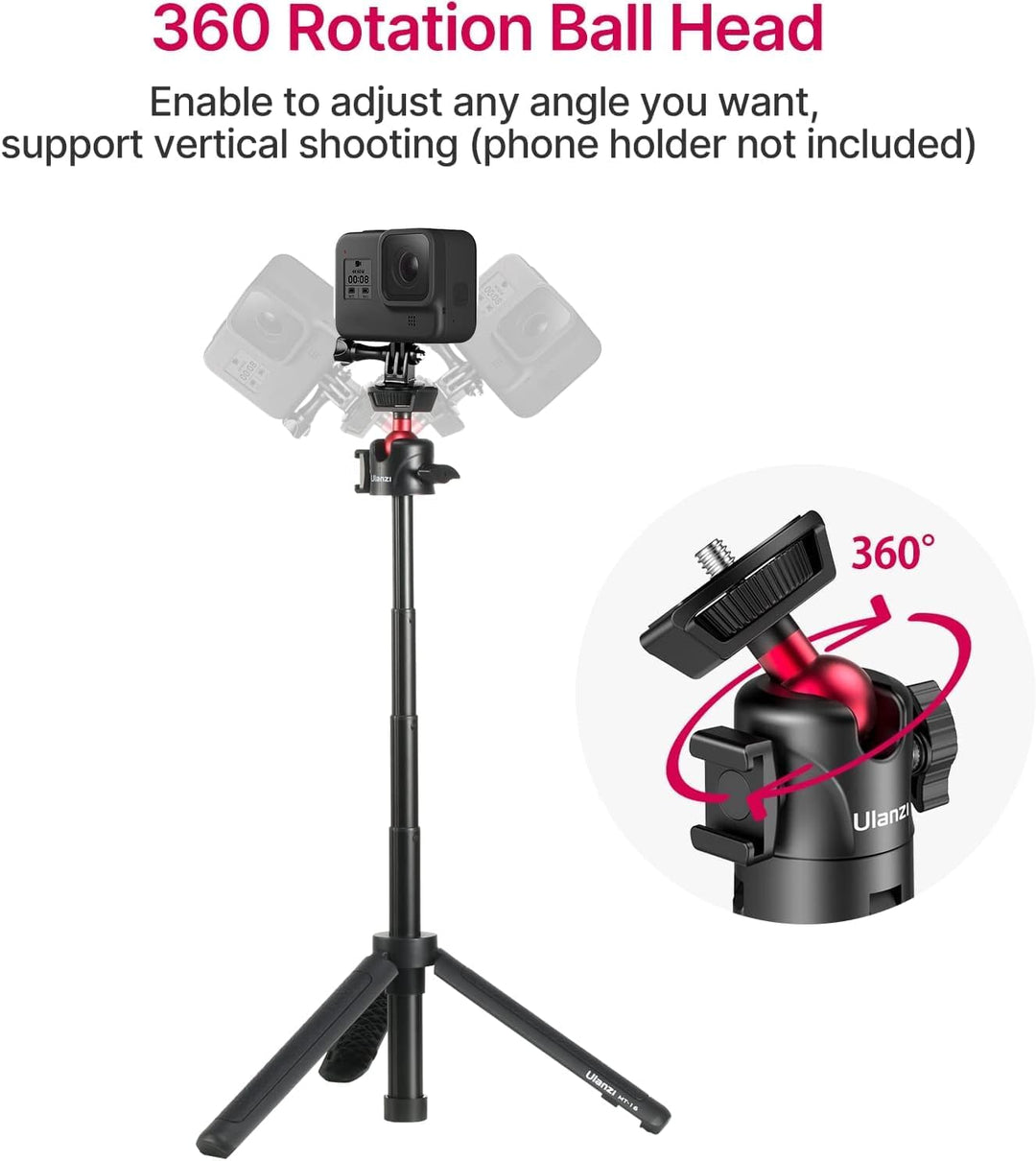 ULANZI MT-16 Stativ & Selfie Stick für Kamera und Smartphone - ausziehbares Tischstativ Halterung mi