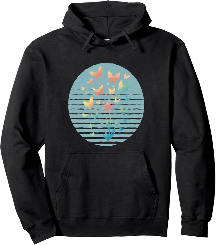 Bunte Schmetterlinge und Pusteblume Pullover Hoodie