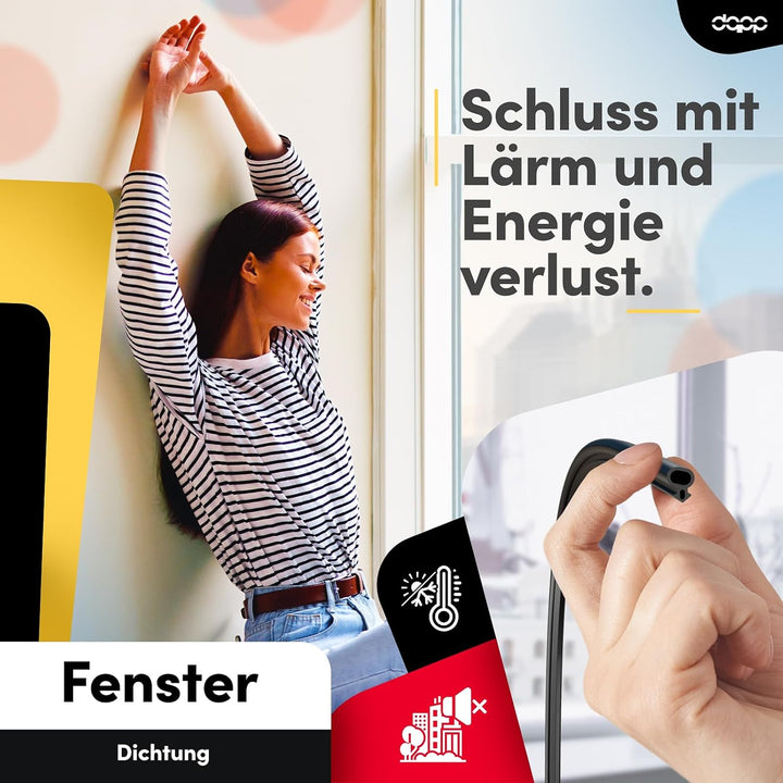 DQ-PP Fensterdichtung | Schwarz | 20 Meter | S-900 LB | PVC Fenster | Gummidichtug Dichtung Dichtban