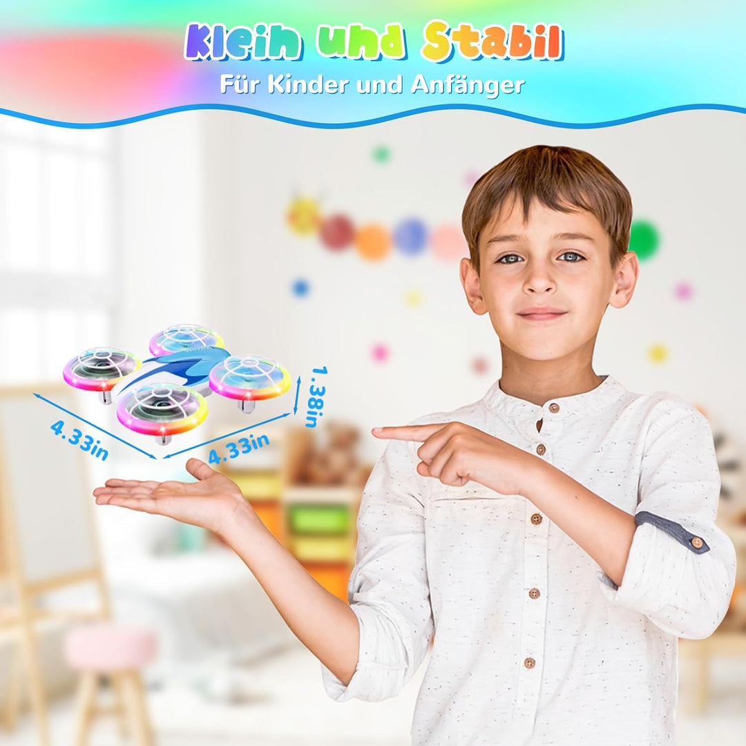 Skeufy Mini Drohne für Kinder, Kinder drohne Spielzeug ab 6+ Jahre, Drone Quadrocopter mit LED Licht