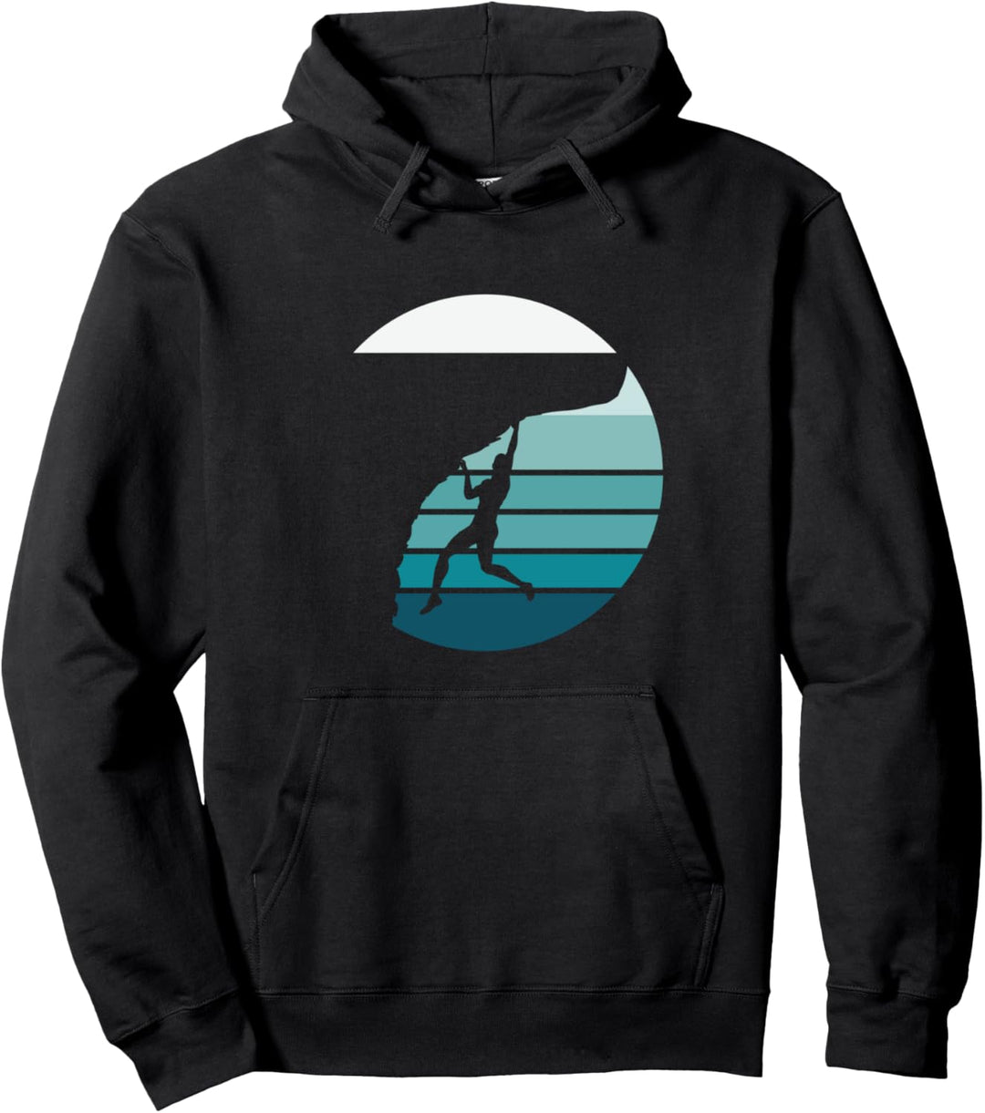 Klettern, Klettern, Klettern, Blau Retro Pullover Hoodie