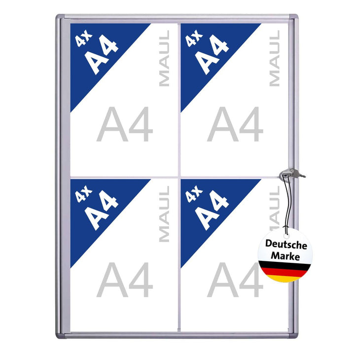MAUL Schaukasten A4 MAULextraslim | Schaukasten Vitrine mit 4 x DIN A4 Seiten | Infotafel mit Alumin